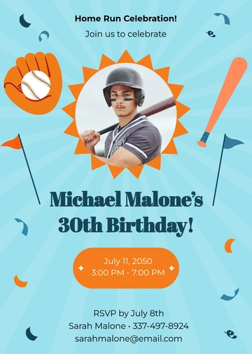 Free Baseball 30th Birthday Invitation Template to Edit Online | Template.net