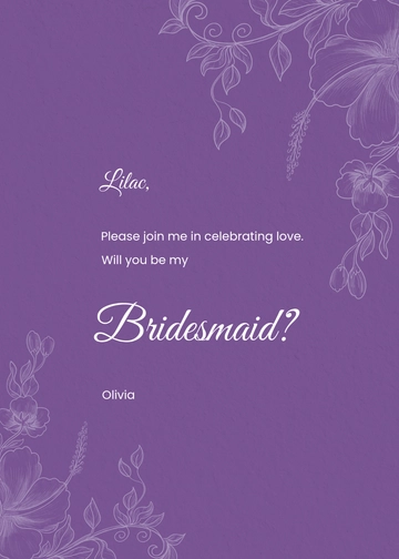 Free Will You Be My Bridesmaid Invitation Template to Edit Online