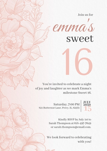 Free Sweet 16 Invitation Template to Edit Online