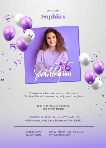 Free Sweet 16 Invitation Template With Photo to Edit Online