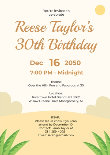 Free Over the Hill 30th Birthday Invitation Template to Edit Online