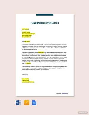 Fund Raiser Cover Letter Template