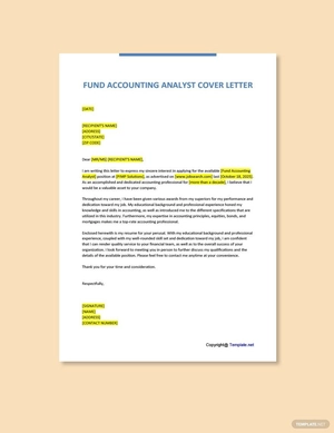 Fund Accounting Analyst Cover Letter Template