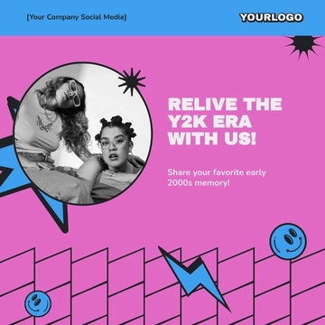 Free Y2K LinkedIn Post Template to Edit Online