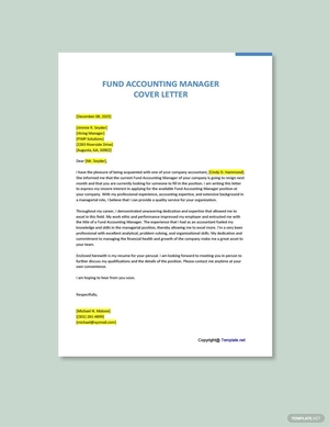 Fund Accounting Manager Cover Letter
