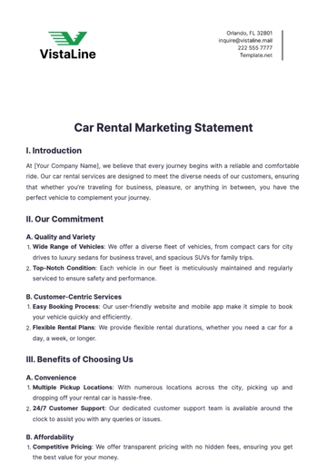 Free Car Rental Marketing Statement Template to Edit Online