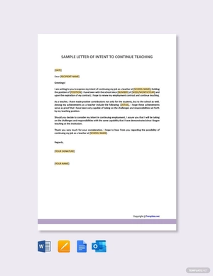 Sample Letter of Intent to Continue Teaching
