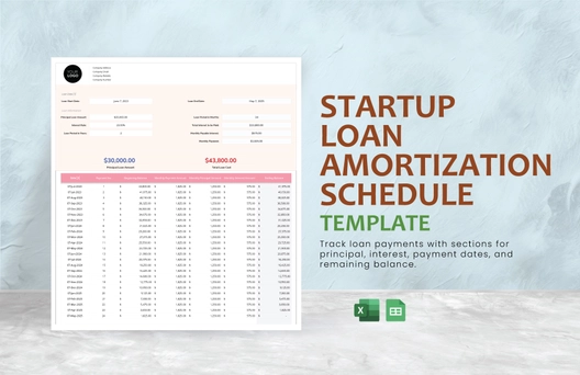 Startup Loan Amortization Schedule Template