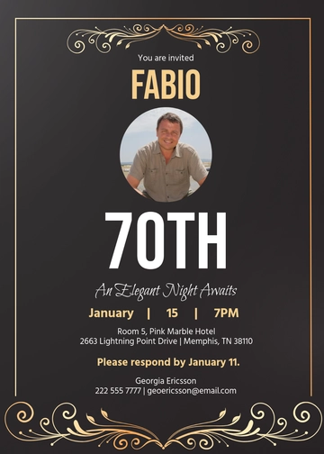 Elegant 70th Birthday Invitation Template - Edit Online & Download