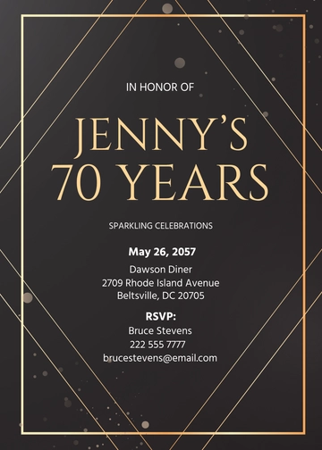 Free Diamond 70th Birthday Invitation Template to Edit Online