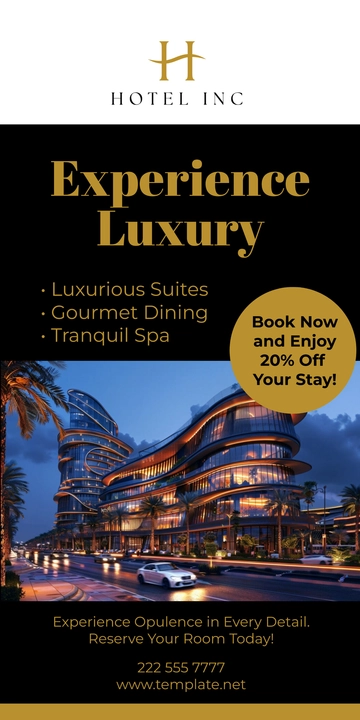 Free Hotel Advertisement  Roll-up Banner Template to Edit Online