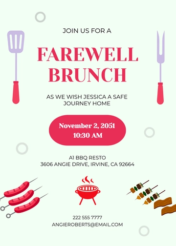 Free Brunch Farewell Invitation Template to Edit Online