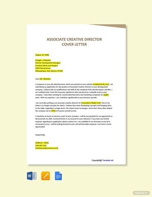 Associate Creative Director Cover Letter Template