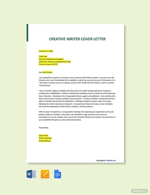 Creative Writer Cover Letter Template