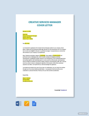 Creative Services Manager Cover Letter Template