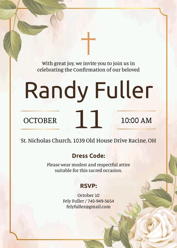Free Catholic Confirmation Invitation Template to Edit Online