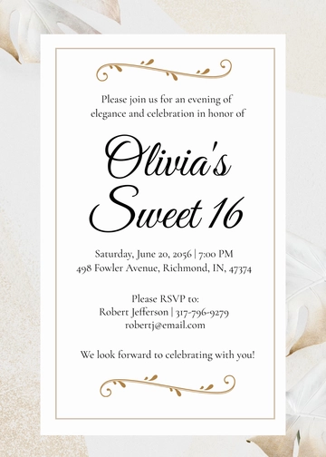 Free Elegant Sweet 16 Invitation Template to Edit Online