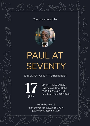 Free 70th Birthday Invitation Template with photo to Edit Online