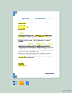 Creative Executive Cover Letter Template
