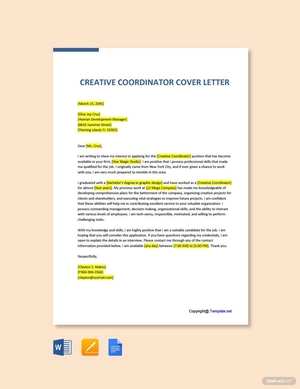 Creative Coordinator Cover Letter Template