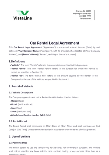 Free Car Rental Legal Agreement Template to Edit Online
