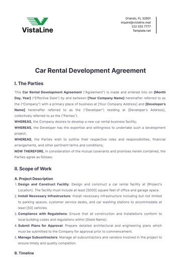 Free Car Rental Development Agreement Template to Edit Online
