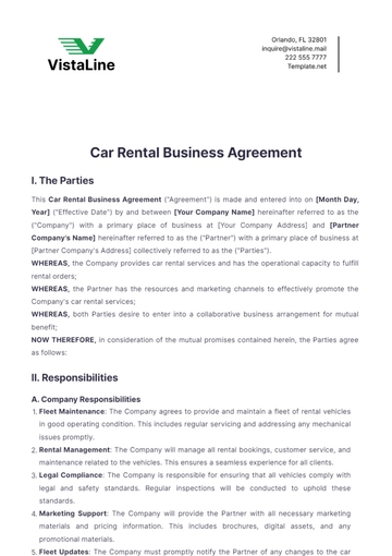 Free Car Rental Business Agreement Template to Edit Online