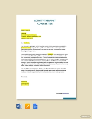 Activity Therapist Cover Letter Template