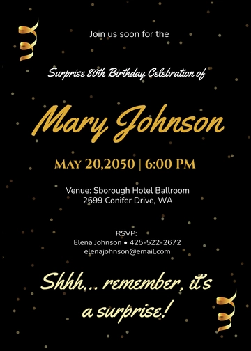 Free Surprise 80th Birthday Invitation Template to Edit Online