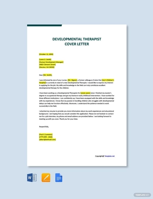 Developmental Therapist Cover Letter Template