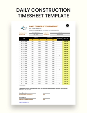 Daily Construction Timesheet Template