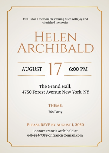 Free 80th Birthday Celebration Invitation Template to Edit Online