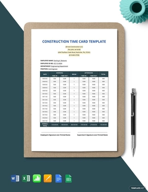 Construction Time Card Template