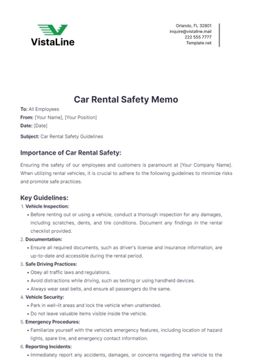 Free Car Rental Safety Memo Template to Edit Online