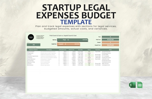 Startup Legal Expenses Budget Template