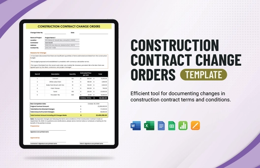 Construction Contract Change Orders Template