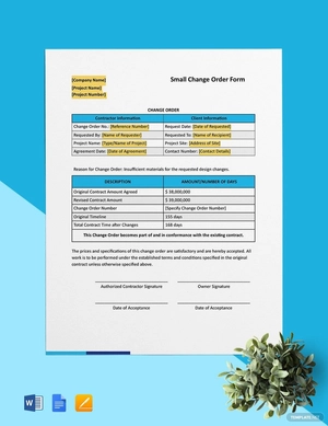 Small Change Orders Template