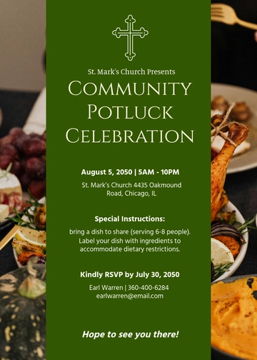 Free Church Potluck Invitation Template to Edit Online | Template.net