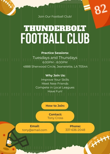 Free Football Club Invitation Template to Edit Online