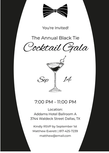 Free Black Tie Cocktail Invitation Template to Edit Online | Template.net