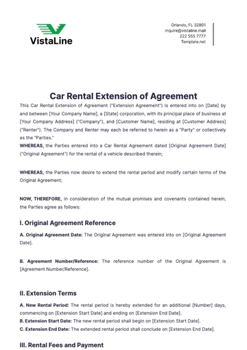 Free Car Rental Extension of Agreement Template to Edit Online