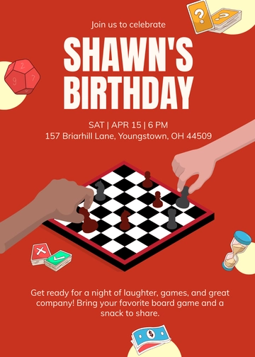 Free birthday game night Invitation Template to Edit Online