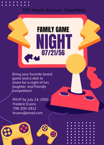 Free Family Game Night Invitation Template to Edit Online