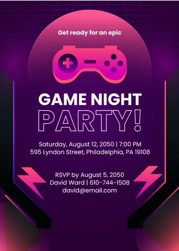 Free Game Night Party Invitation Template to Edit Online