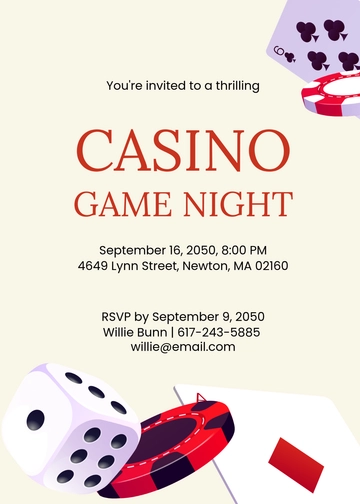 Casino Game Night Invitation Template - Edit Online & Download