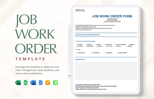 Job Work Order Form Template