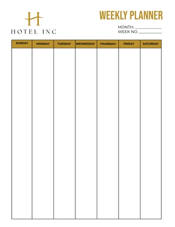 Free Hotel Weekly Planner Template to Edit Online