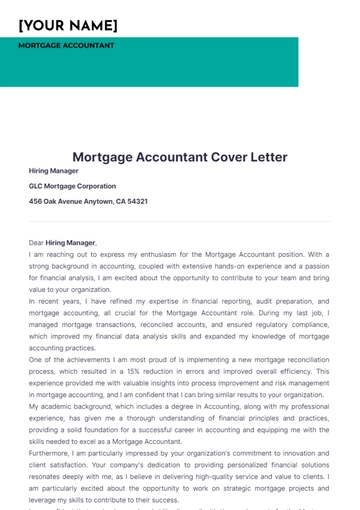 Free Mortgage Accountant Cover Letter to Edit Online