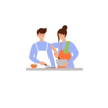 Free Couple Cooking Clipart to Edit Online