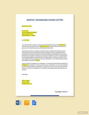 Dental Technician Cover Letter Template